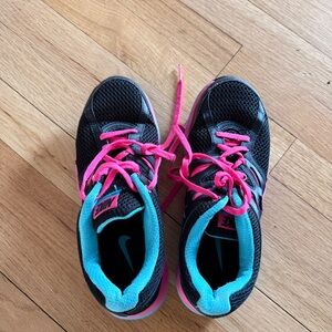 Nike Black Sneakers with Pink Laces and Teal Collar
